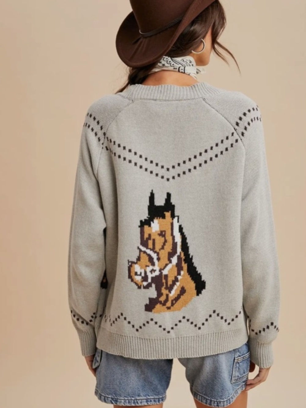 NWT Western Horse Motif cardigan sweater